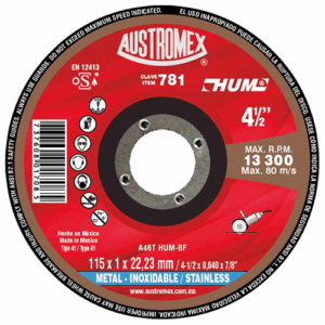 DISCO PARA CORTE DE ACERO INOXIDABLE 4-1/2 PULG 781 AUSTROMEX