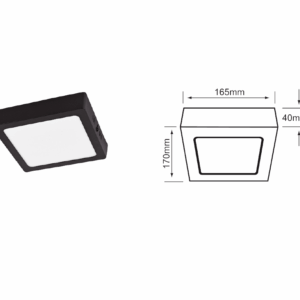 LAMPARA LED CUADRADO NEGRO PARA TECHOS 12W TECNOLITE 12PTLLEDC30MVN