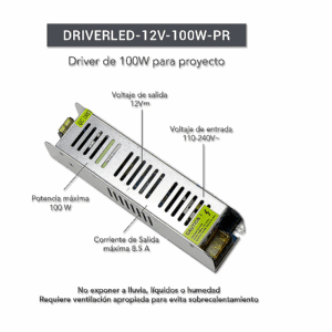 DRIVER DE 100 W PARA TIRAS DE LED REQUIERE VENTILACION ADECUADA PARA EVITAR SOBRECALENTAMIENTO TECNOLITE APP DRIVERLED-12V-100W-PR
