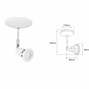 LAMPARA PARA TECHO DIRIGIBLE BAVENO,INTERIORES,6W,BASE,GU10,BLANCO,NO INCLUYE FOCO TECNOLITE 60YSN378LMVB