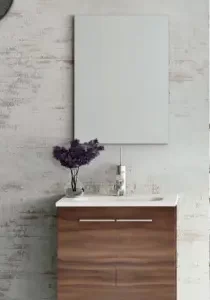 TOCADOR ESBAÑO URBAN PACK 50 CON  LAVABO SPIRIT Y ESPEJO NOGAL TERRACOTA 91328