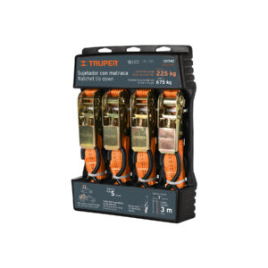 JUEGO DE 4 SUJETADORES CON MATRACA CARGA MAXIMA 675 KG TRUPER 101742