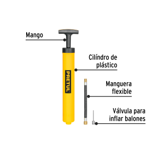 MINI BOMBA MANUAL PARA INFLAR BALONES,25 PSI, PRETUL 21695